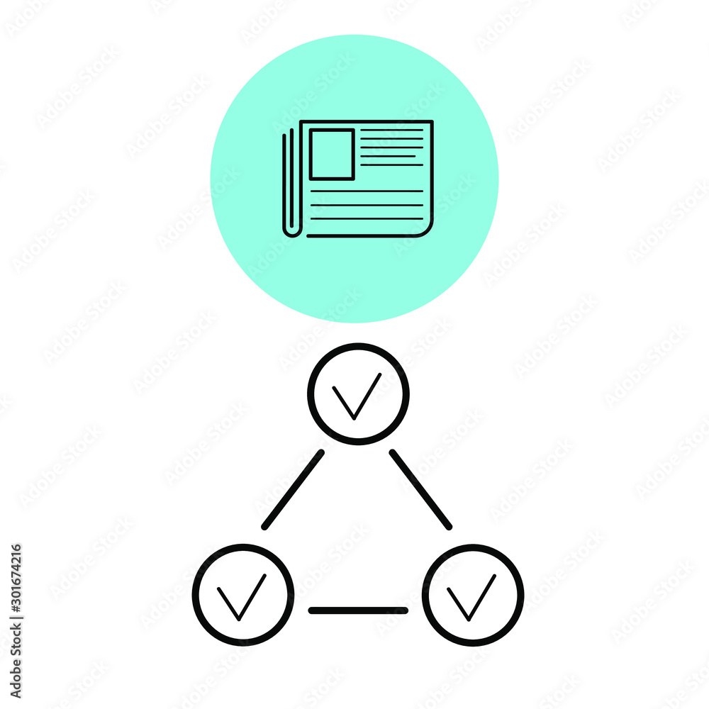 Set of simple icons with newspaper and business structure Set of simple icons with newspaper and business structure