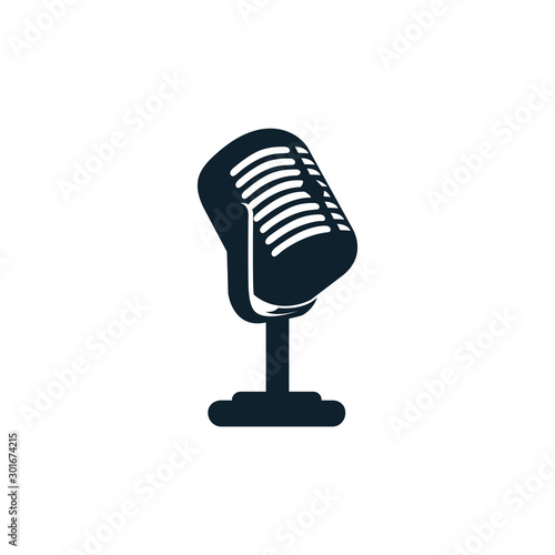 retro microphone isolated on white background
