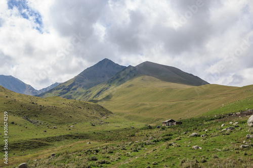 Panorama view of mountains scenes in national park Dombay  Caucasus