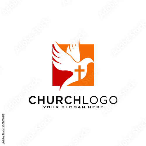 Slika na platnu Church vector logo symbol graphic abstract template