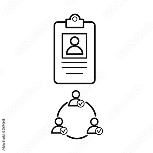  Set of simple icons with identification card and business structure