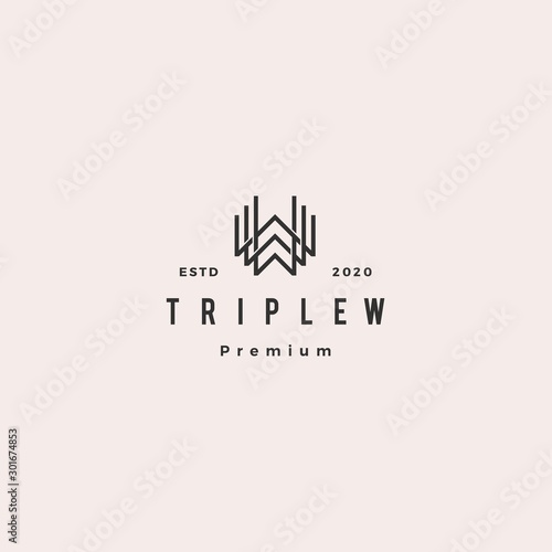 triple w monogram www letter hipster retro vintage lettermark logo for branding or t shirt design