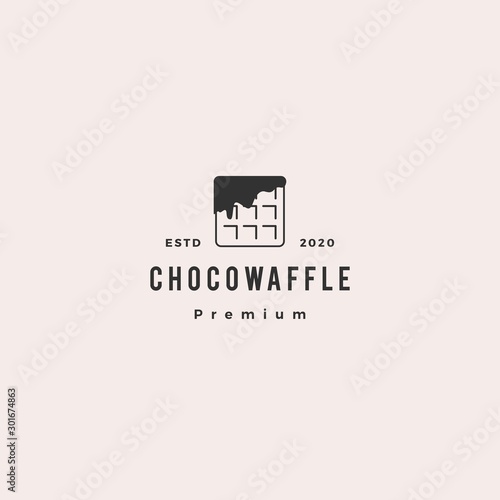 choco waffle chocolate logo hipster retro vintage vector icon