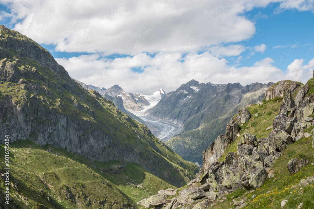 Panorama of mountains scene in national park Switzerland