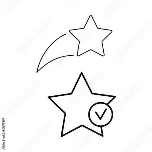 Set of vector icons with favorites and star from the sky.
