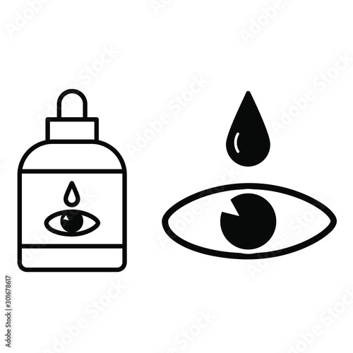 Set of vector icons with eye drops