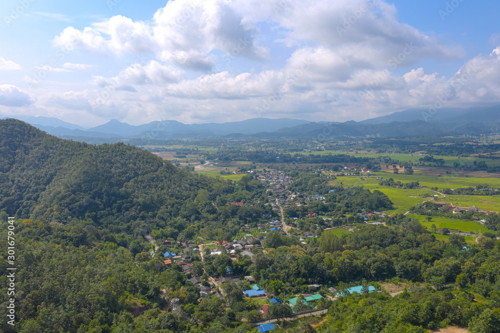 Aerial view Pai city at Mae Hon Son, Thailand.