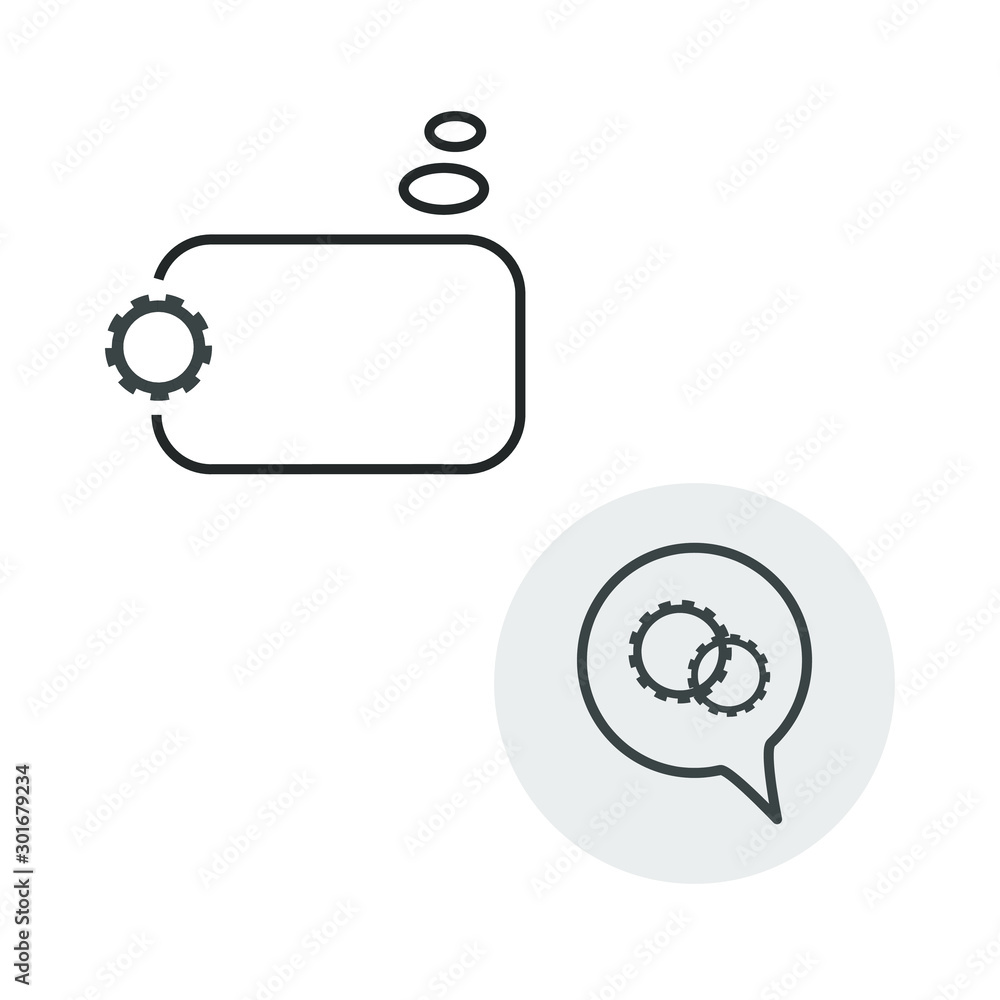 Fototapeta premium Set of simple icons with engineering discussion and dialog box on white background