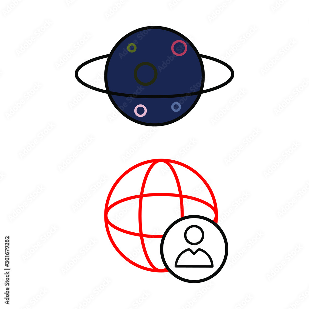 A set of simple icons with the planet and the user. A set of simple icons with the planet and the user.