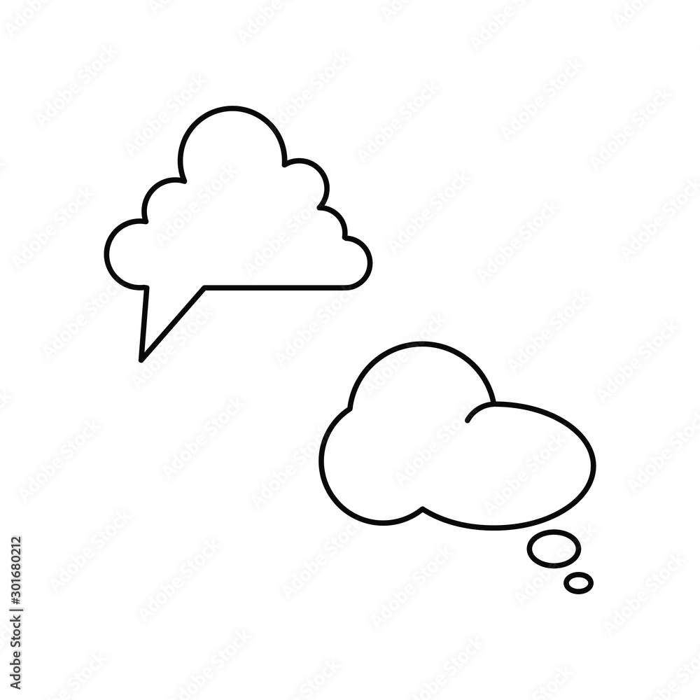 Set of vector icons with two speech bubbles Set of vector icons with two speech bubbles