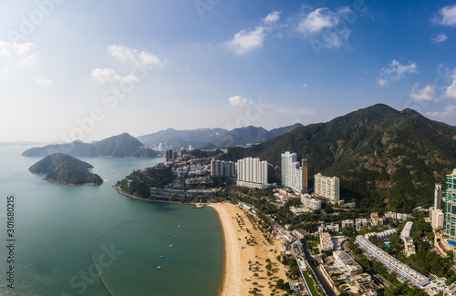 Obraz na plátne Aerial view of the famous Repulse Bay beach in Hong kong island