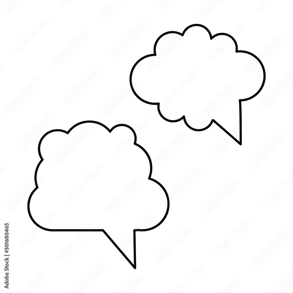 Set of simple icons on white background with speech bubbles Set of simple icons on white background with speech bubbles