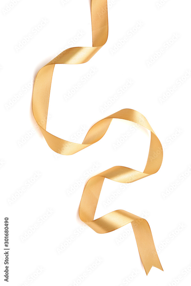 Beautiful golden ribbon on white background Beautiful golden ribbon on white background