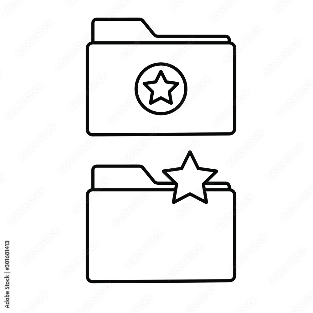 Set of simple vector icons with favorite folder. Set of simple vector icons with favorite folder.