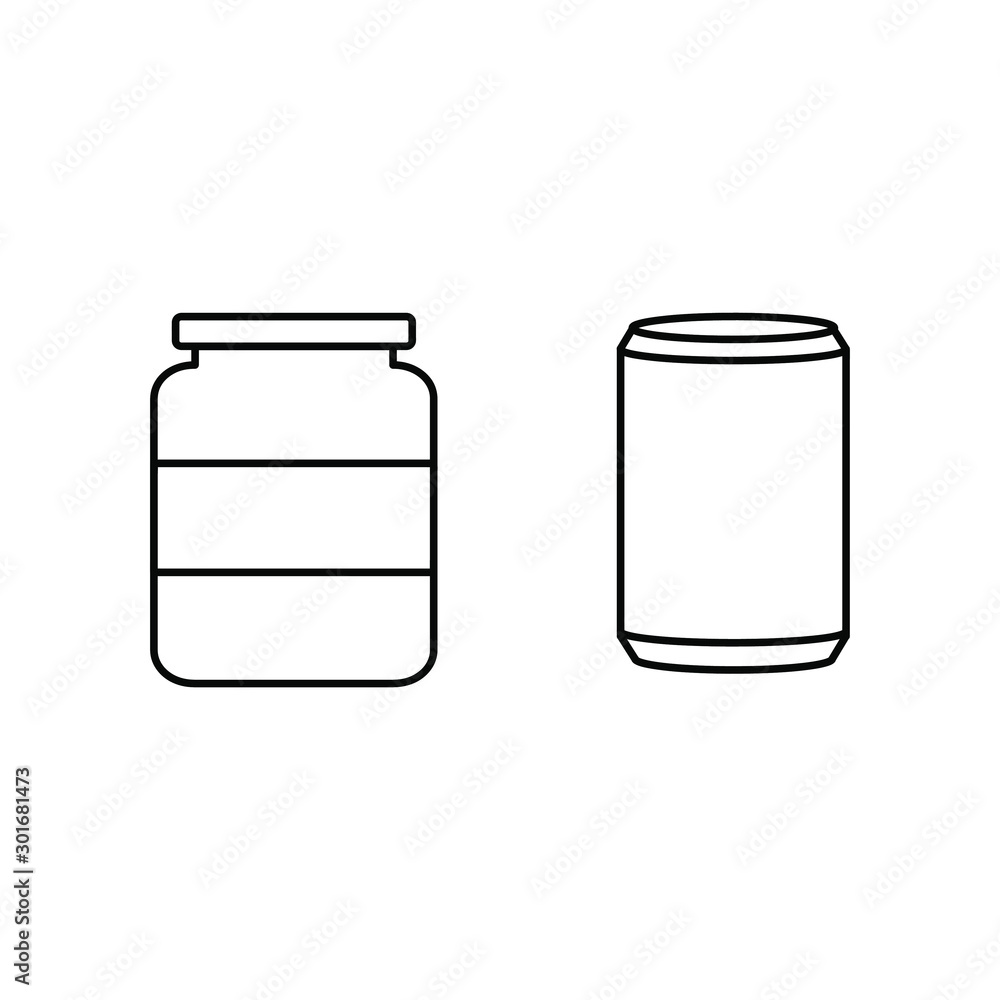 Set of simple icons with two glass jars. Set of simple icons with two glass jars.
