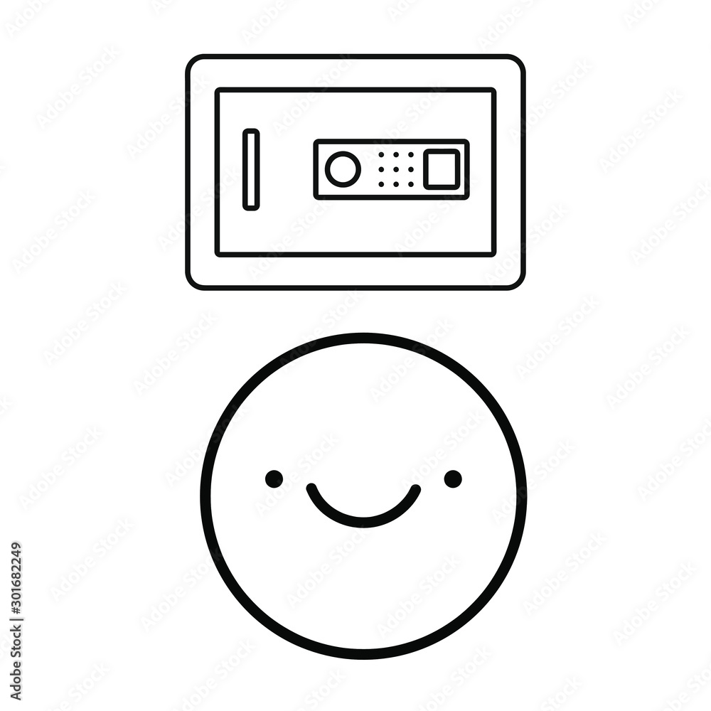 Set of simple icons with safe and cheerful smiley. Set of simple icons with safe and cheerful smiley.