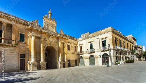 Porta San Biagio at the Piazza d'Italia in Lecce Apulia Italy