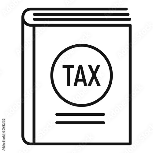 Tax book icon. Outline tax book vector icon for web design isolated on white background