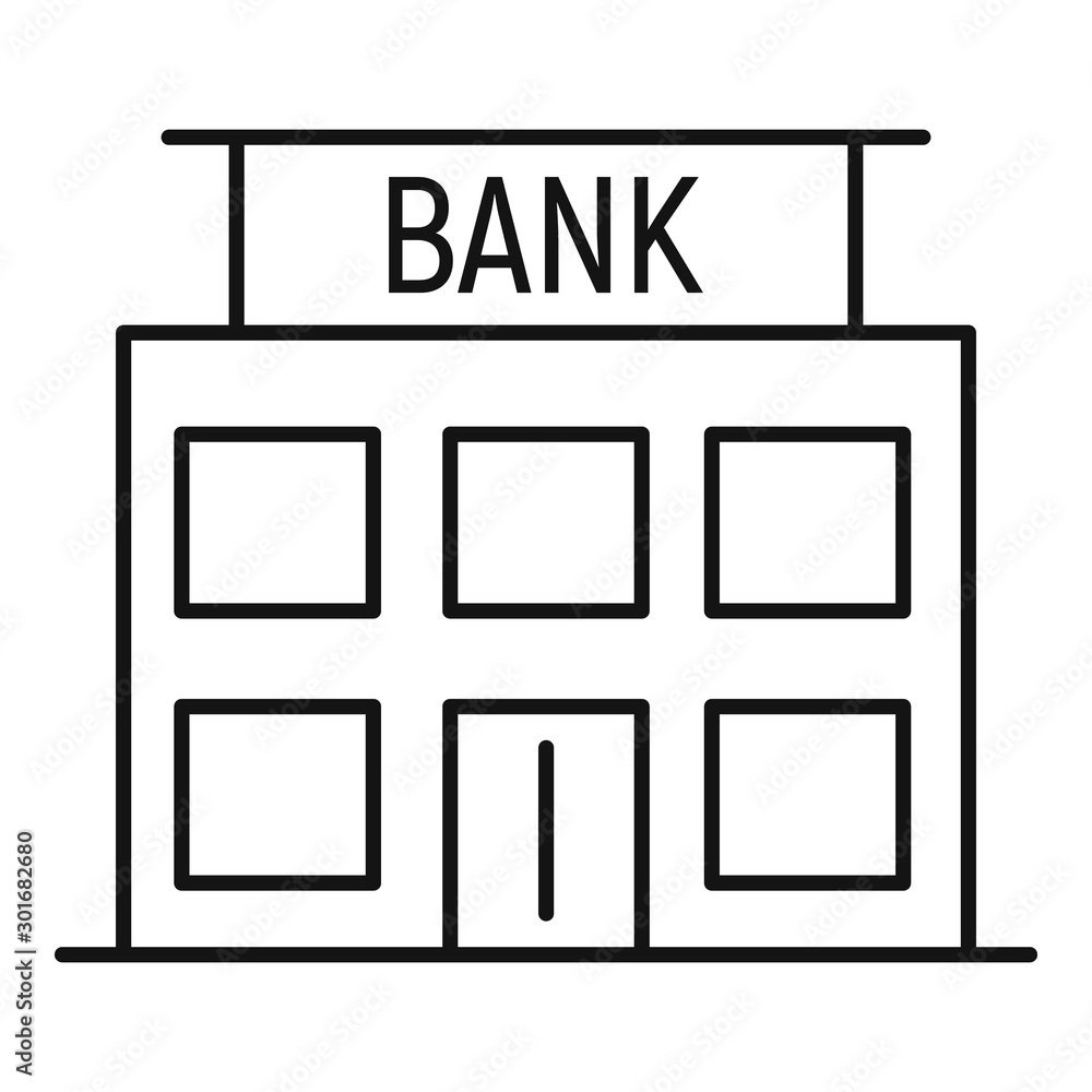 Bank building icon. Outline bank building vector icon for web design isolated on white background Bank building icon. Outline bank building vector icon for web design isolated on white background