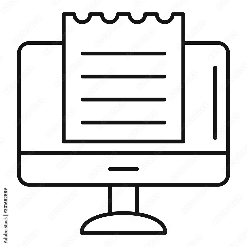 Online tax receipt icon. Outline online tax receipt vector icon for web design isolated on white background Online tax receipt icon. Outline online tax receipt vector icon for web design isolated on white background