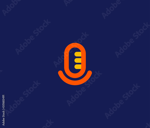 Mic Logo Premium Minimal emblem design template Symbol for Podcast audio company 