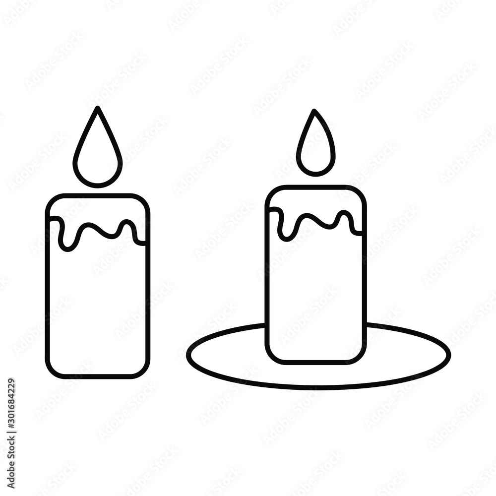Set of simple icons with two candles Set of simple icons with two candles
