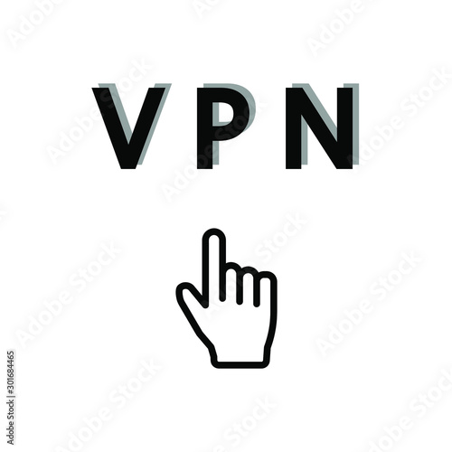 A set of simple icons with the VPN and the hand.