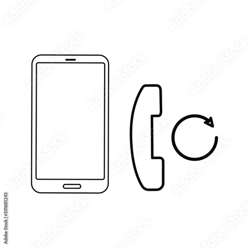Set of simple icons with smartphone and handset call back sign
