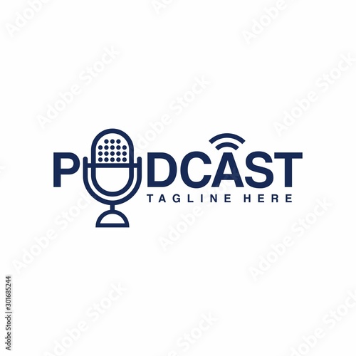 Podcast. Badge, icon, stamp, logo. Vector stock illustration