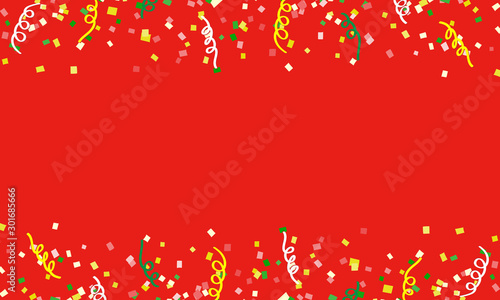 Illustration of confetti and paper tape splashed