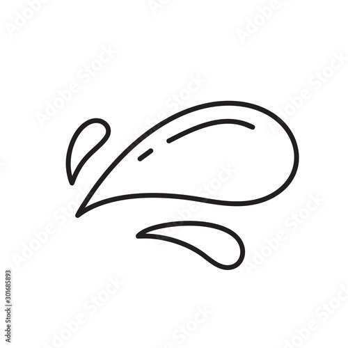 Contour water drop icon. Hand drawn cartoon illustration of aqua. Symbol of splashing liquid in doodle style. Isolated vector sign. Set of three droplets
