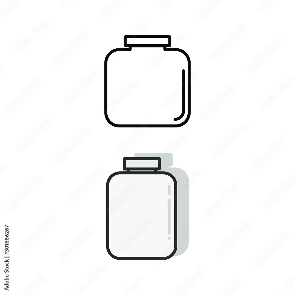 Set of simple icons with two glass jars Set of simple icons with two glass jars
