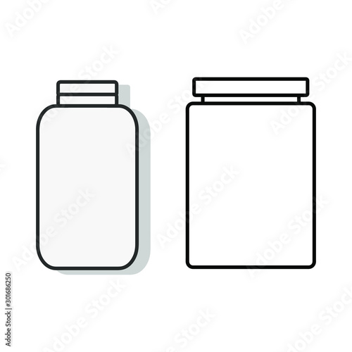 Set of simple icons with glass jars and lids