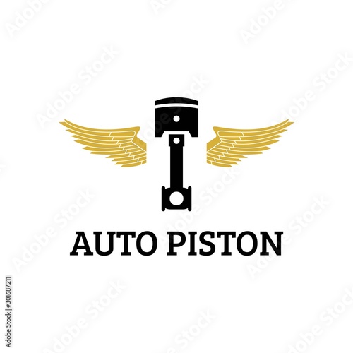 piston and wing automotive logo vector illustration