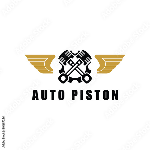 piston wing and gear automotive logo vector illustration