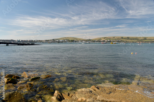 Obraz na płótnie The beach and seafront at Swanage on the Dorset coast in Southern England w salonie