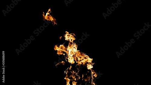 Fire flames on black background. fire on black background isolated. fire patterns