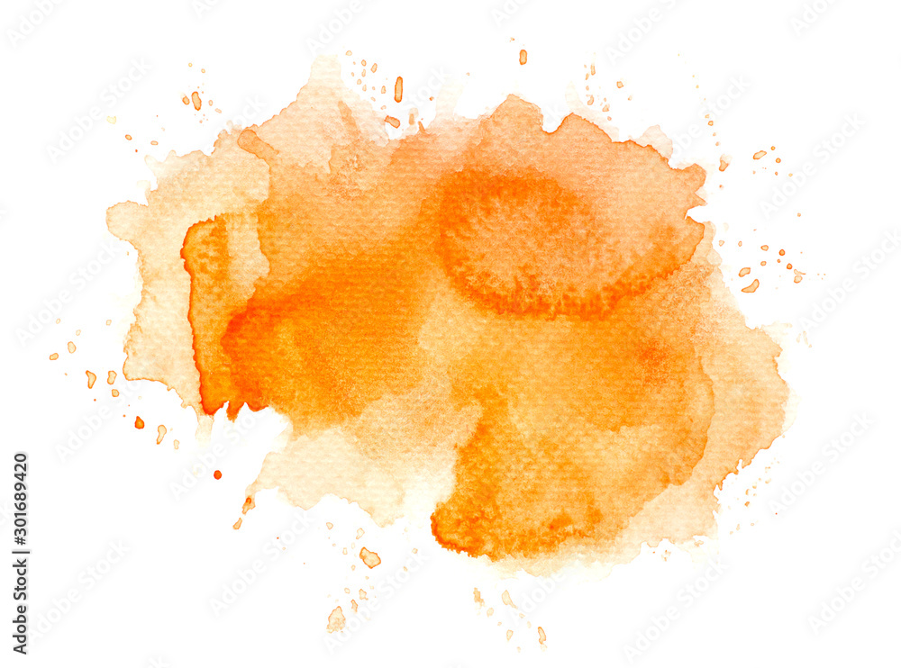 abstract watercolor background.splash color orange on paper.