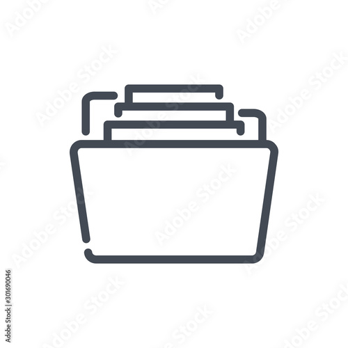 Folder with files line icon. Open folder with documents vector outline sign.