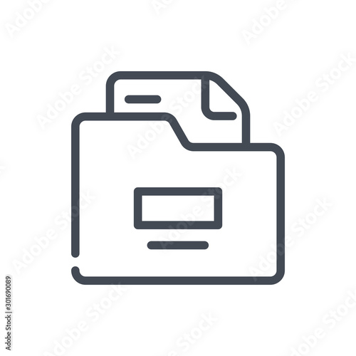 Document folder line icon. Folder with files vector outline sign.