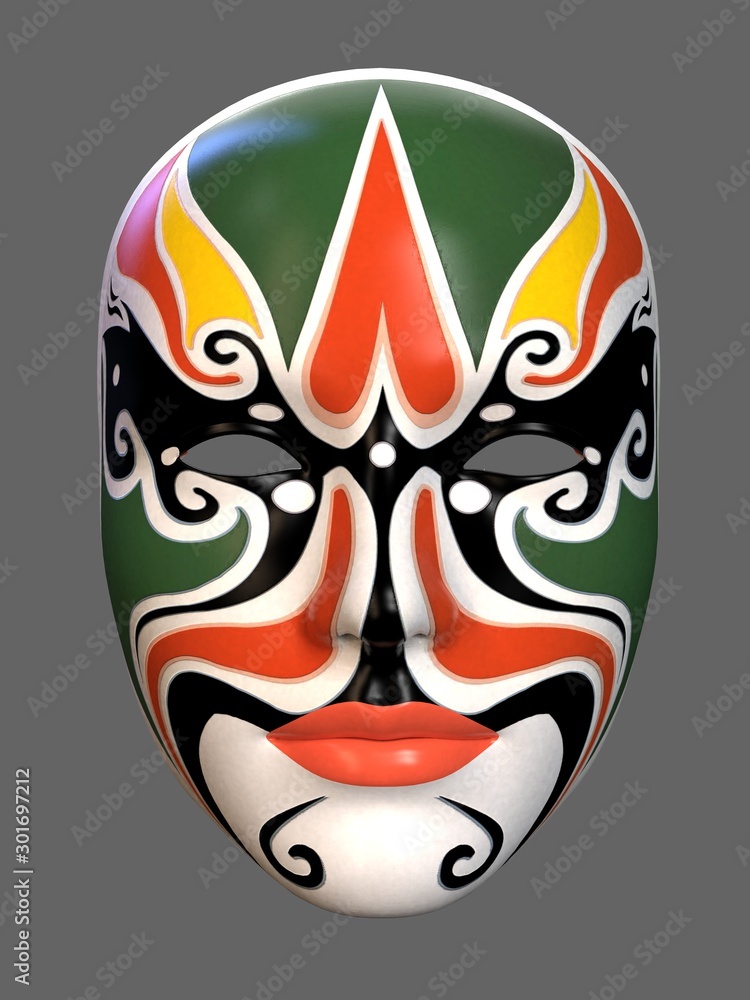 Mask in art style. 3d illustration Mask in art style. 3d illustration