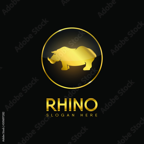 Vector Rhino icon design element illustration on dark background.