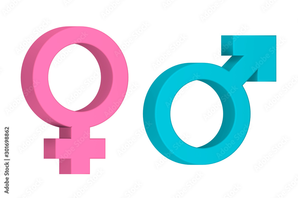 Gender symbol to indicate male and female, sex icon - 3d render flat style Gender symbol to indicate male and female, sex icon - 3d render flat style