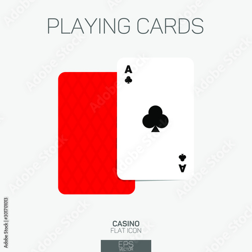 Playing cards ace club suit color icon