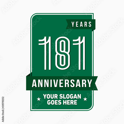 181 years anniversary design template. One hundred and eighty-one years celebration logo. Vector and illustration.