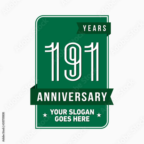 191 years anniversary design template. One hundred and ninety-one years celebration logo. Vector and illustration.