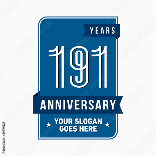 191 years anniversary design template. One hundred and ninety-one years celebration logo. Vector and illustration.