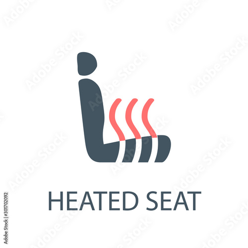 Heated car seat icon. Seat warmer symbol. Stock Vector illustration isolated on white background.
