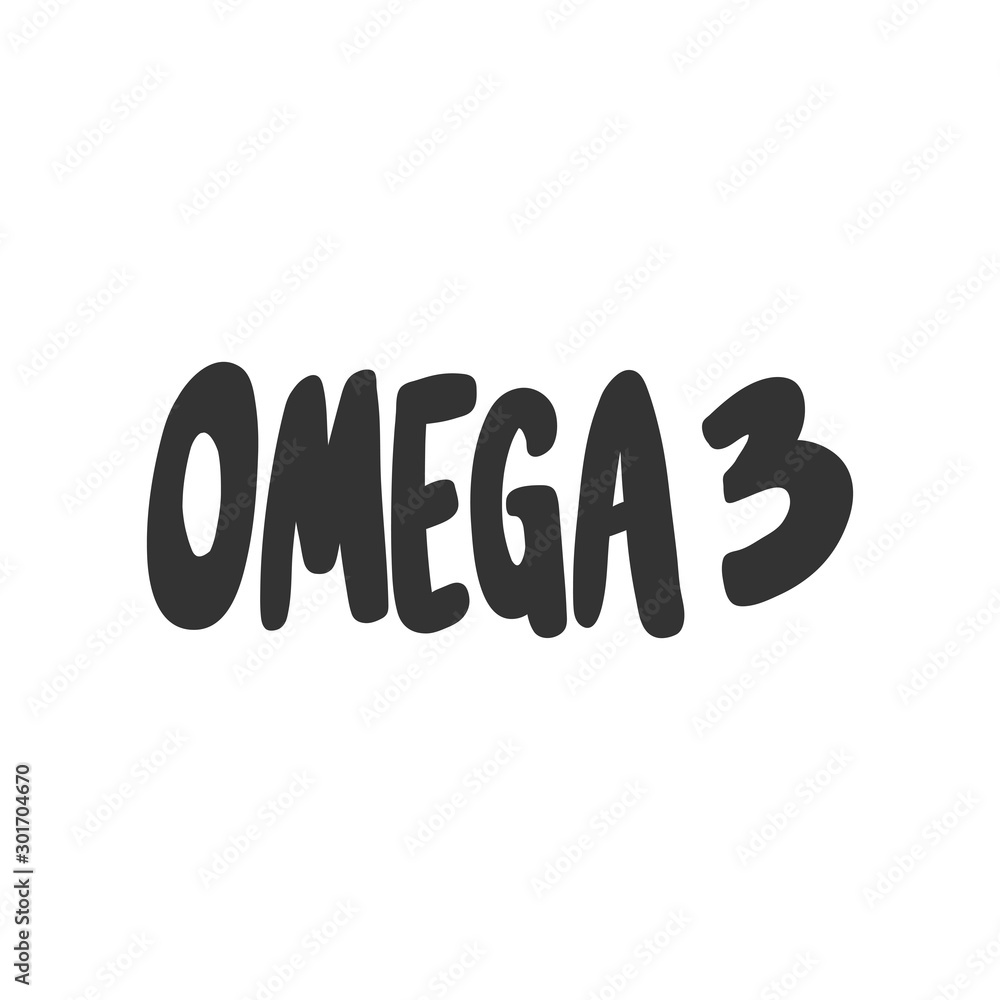 Omega 3. Sticker for social media content. Vector hand drawn illustration design. Omega 3. Sticker for social media content. Vector hand drawn illustration design.