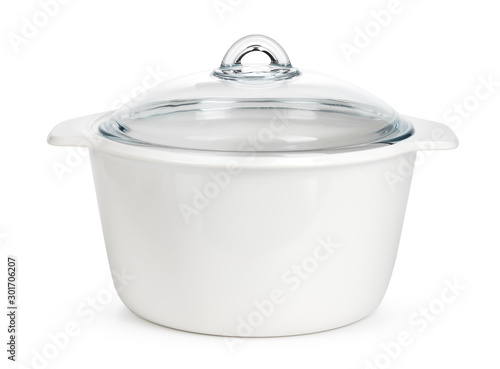 Foto White ceramic cooking pot isolated on a white background